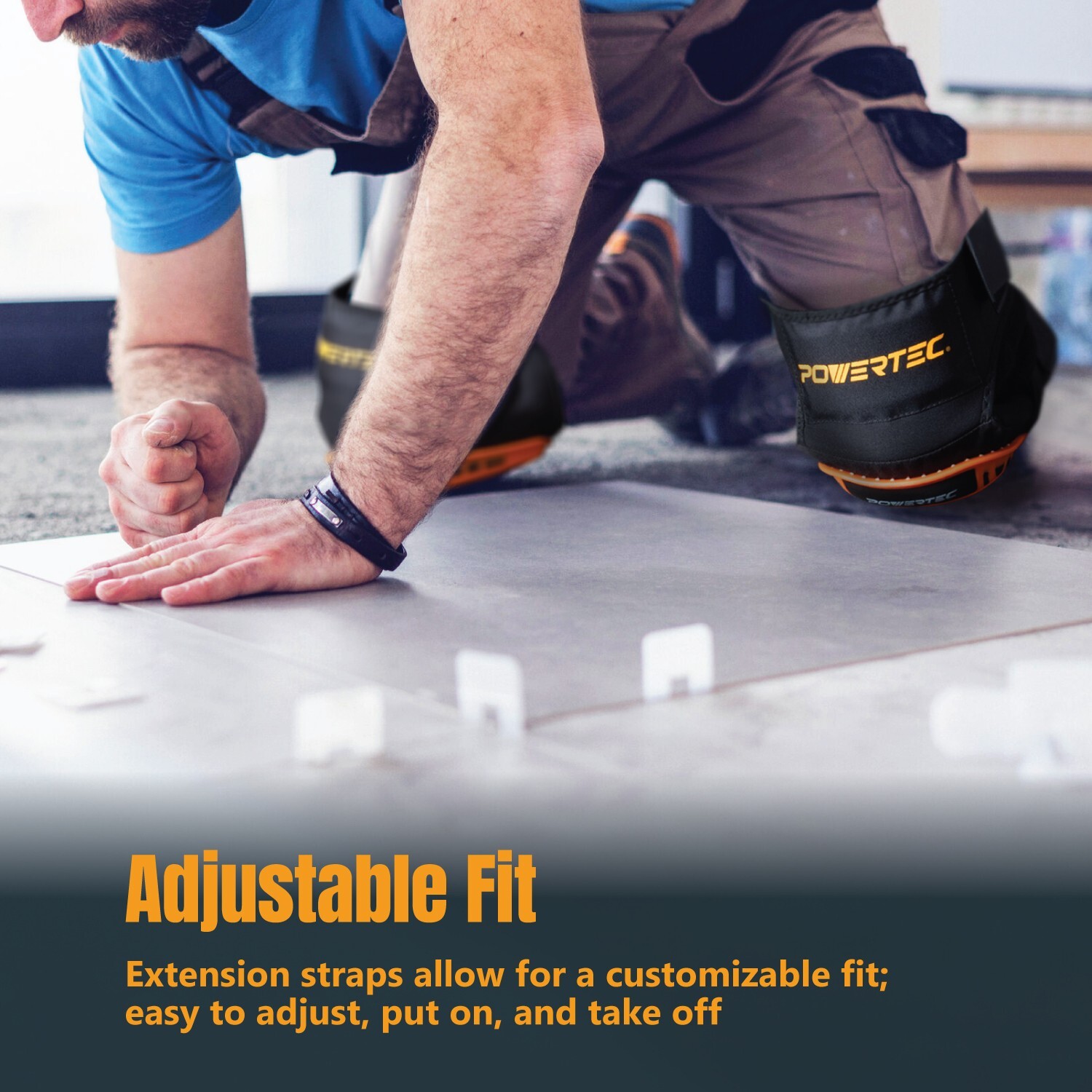 POWERTEC 71880 Knee Pads for Work, Construction, Flooring, Gardening, 1 PAIR