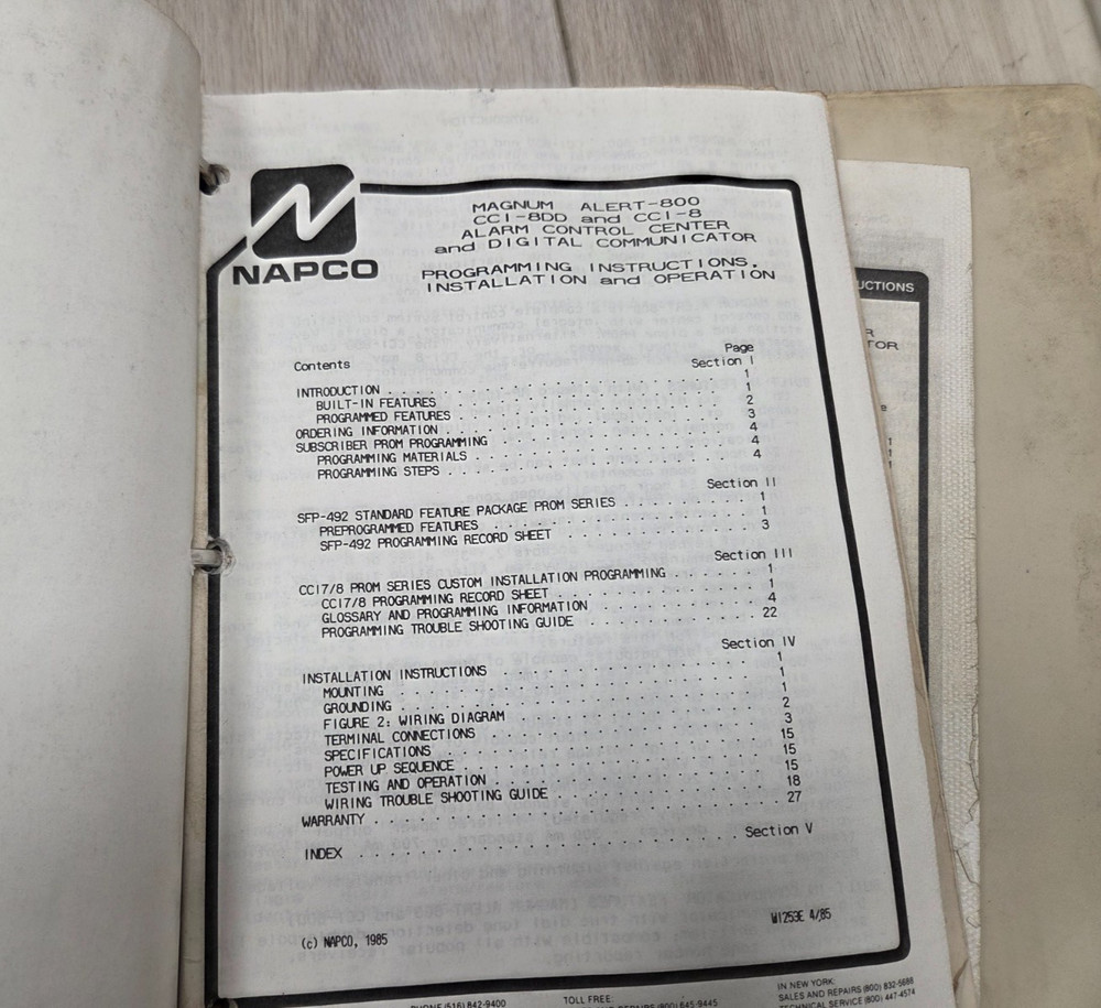 Napco Control Panel Instalation Manuals Large Lot