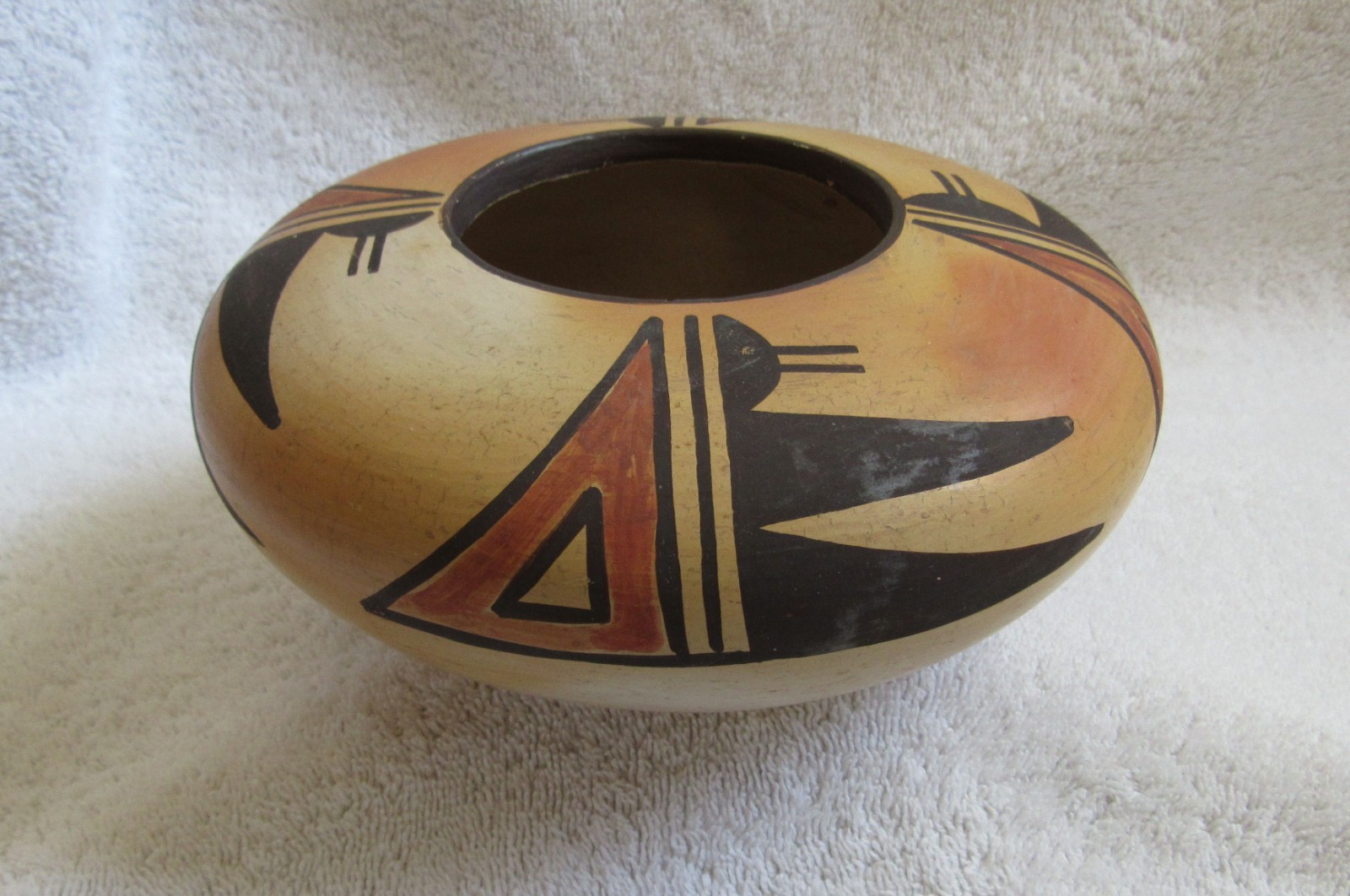 Antique Hopi Indian Nampeyo Style Sikyatki Revival Design Art Pottery Bowl Vase