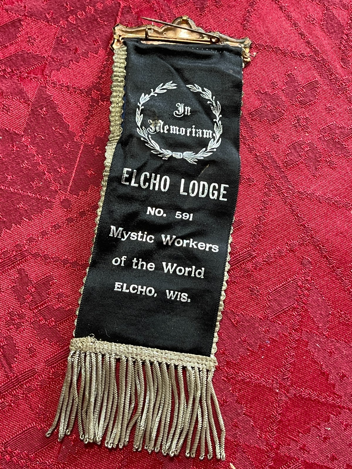 Mystic Workers of the World Elcho Wisconsin Celluloid Medal Award Funeral