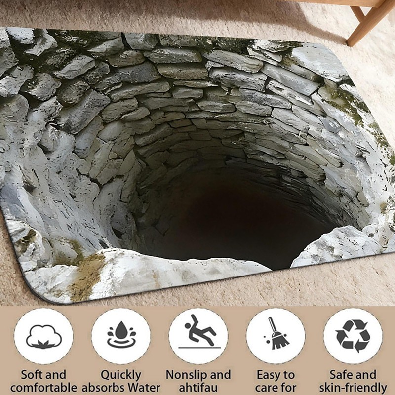 3D Optical Illusion Endless Abyss Non Slip Door Floor Mat Washable