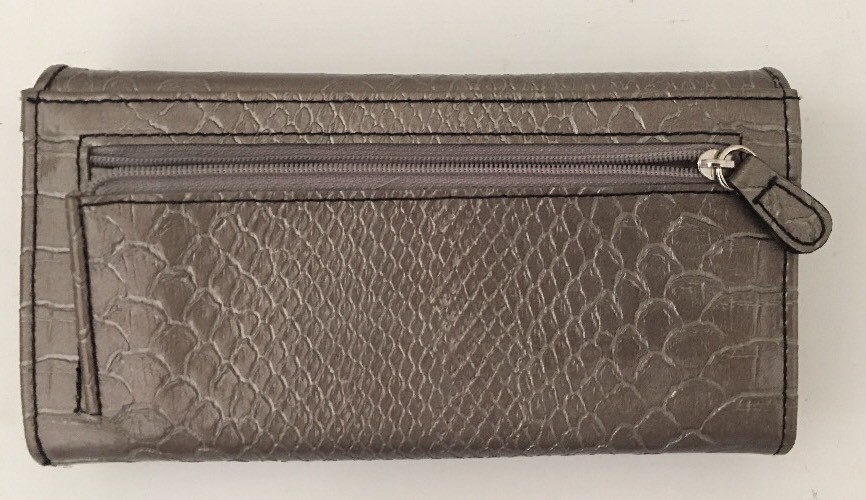 Croc Embossed Clutch buttoned,credit card,change,checkbook
