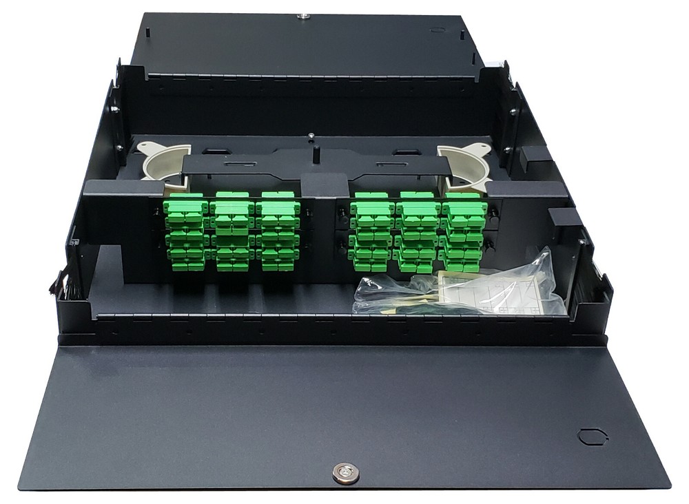 48 Fiber Dual Door Wall Mount, 24 SC/APC Duplex Adapters, Patch Only Singlemode