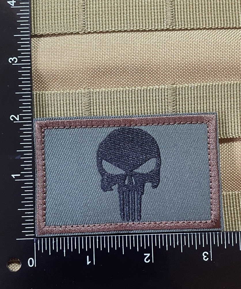 Punisher Skull Tactical Morale Patch Hook Loop Morale Badge Green
