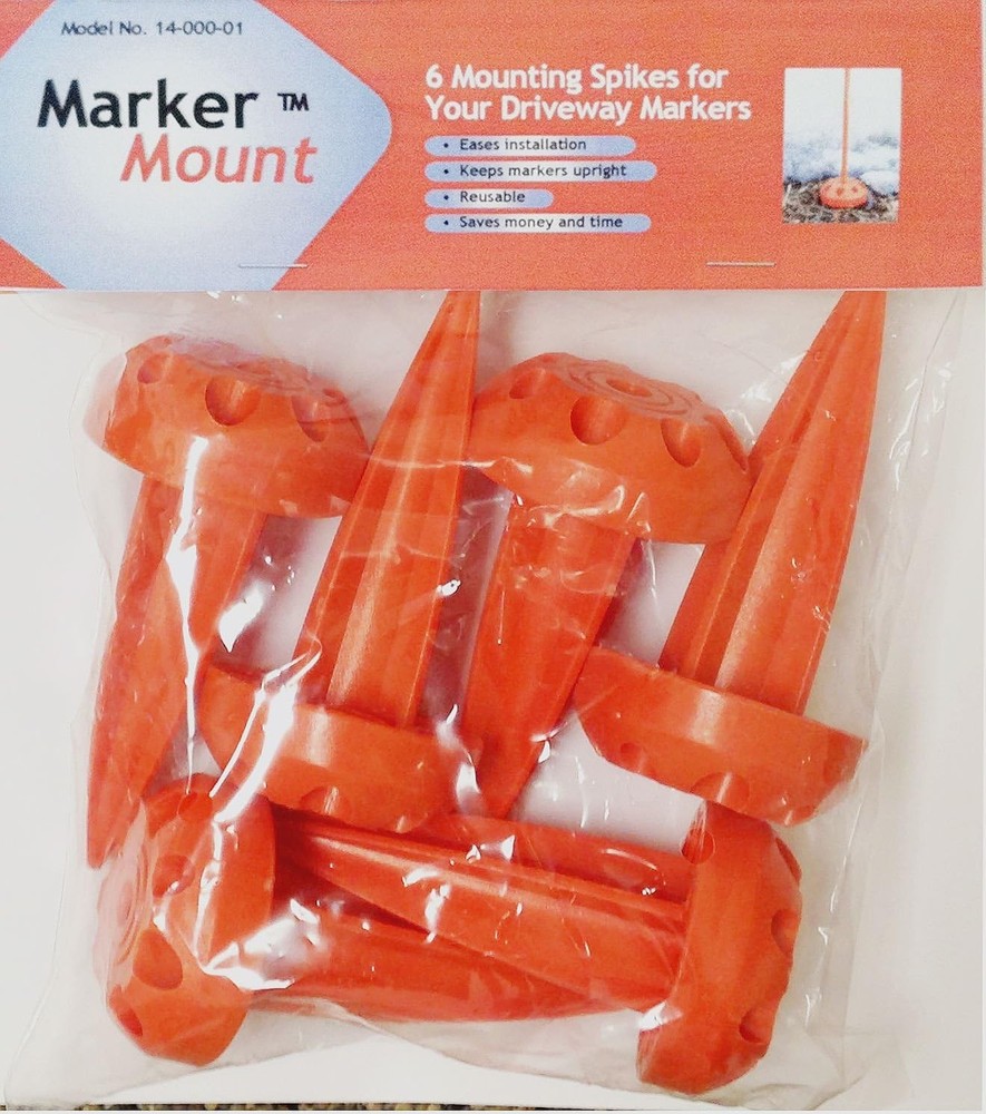 Durable Orange Marker Mount Driveway Stakes - 6-Pack for Easy Installation