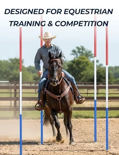 6 Pcs 6FT Pole Bending Poles for Horses, Adjustable With Ground-mounted