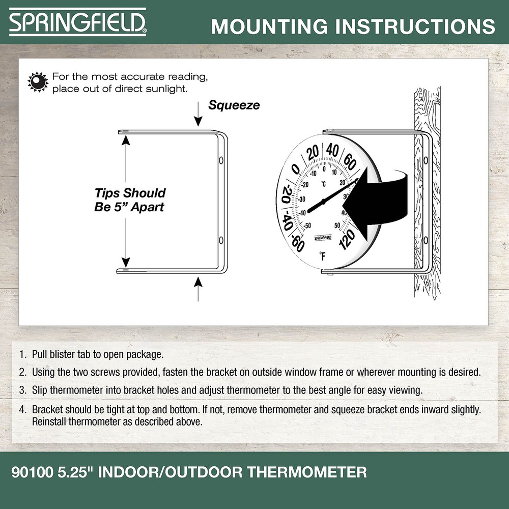 Springfield Big and Bold Thermometer with Mounting Bracket, One Size, White