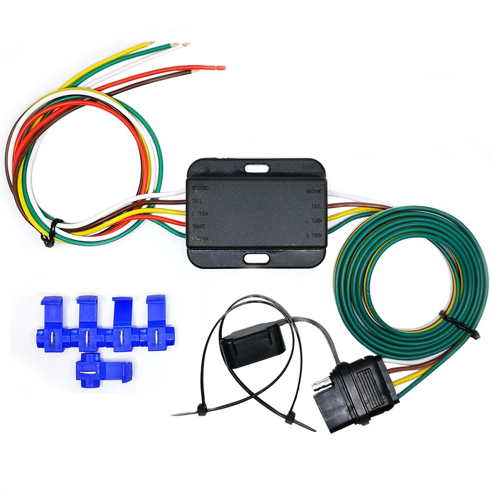 LED Compatible 3 Wire to 2 Wire Taillight Converter with 4 Way Trailer Connector
