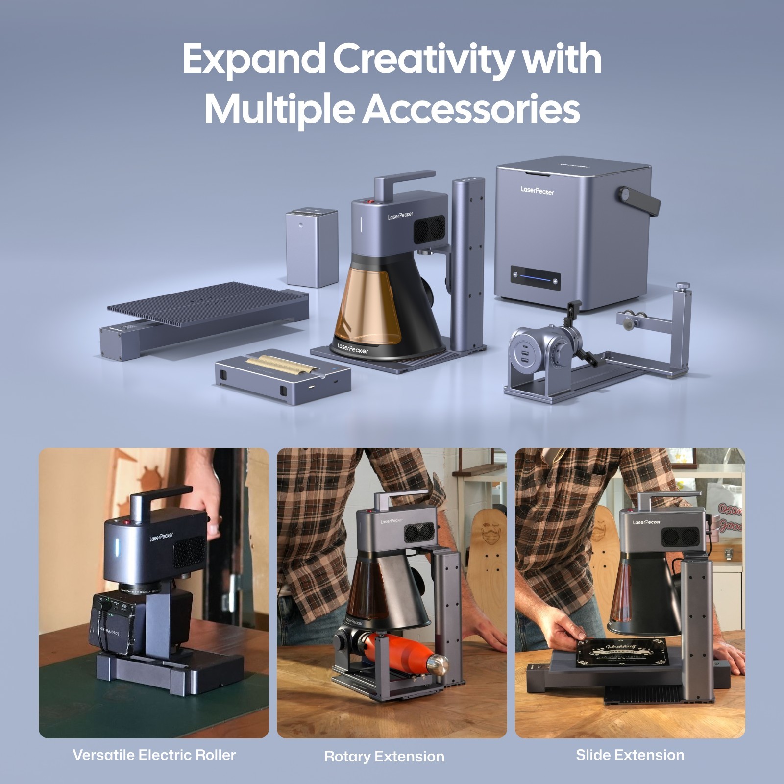 LaserPecker LP2 Plus 10W Diode Laser Engraver Cutter & Rotary Cylinder Engraving