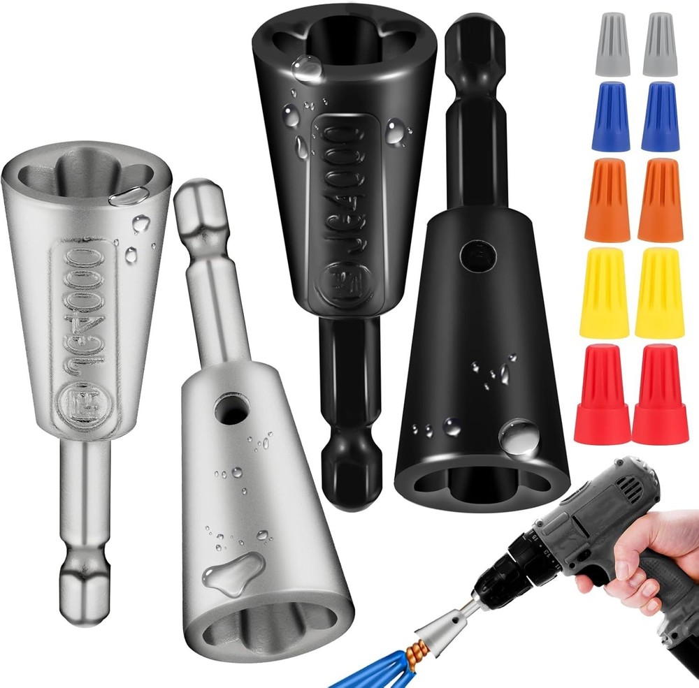 4 Pcs Multifunctional Wire Twister Tool for Drill, Standard, White、black