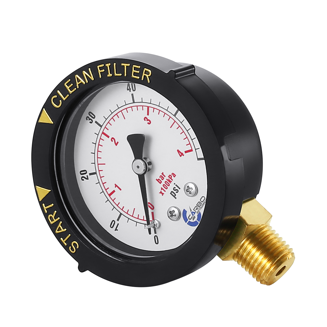 Pool Filter Pressure Gauge, Adjustable Twist Bezel, 1/4" NPT Low Mnt 0-60 psi