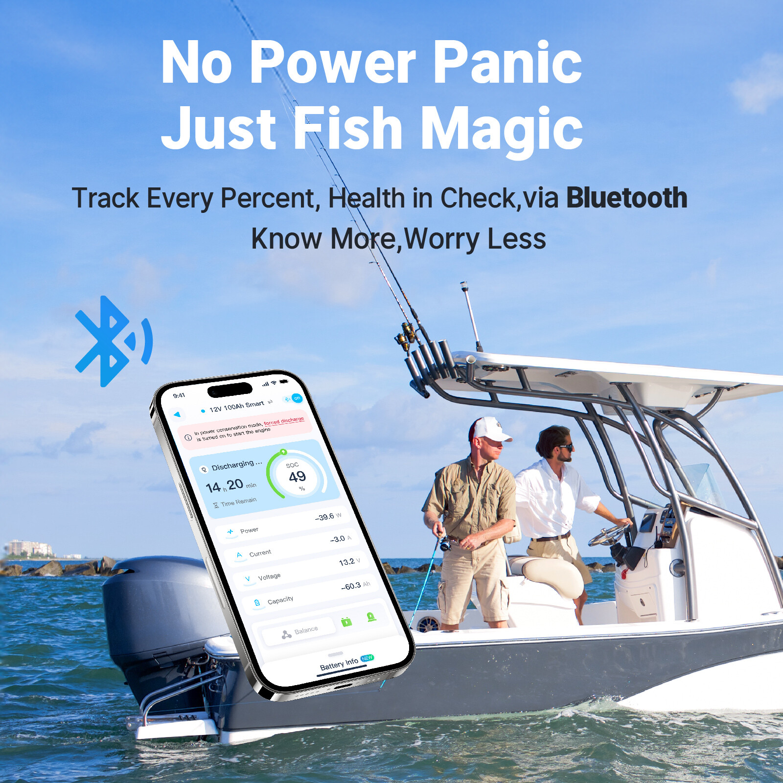 Redodo 12V 100Ah Bluetooth Dual-Purpose 900CCA Group27 Marine Starting Battery