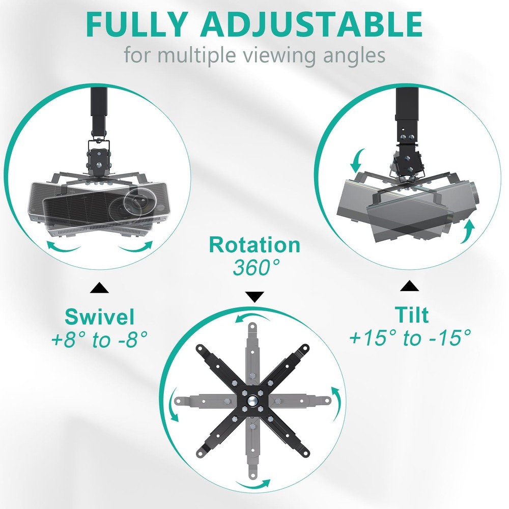 Projector Ceiling Or Wall Mount Universal Height Adjustable Holder PM-003-B