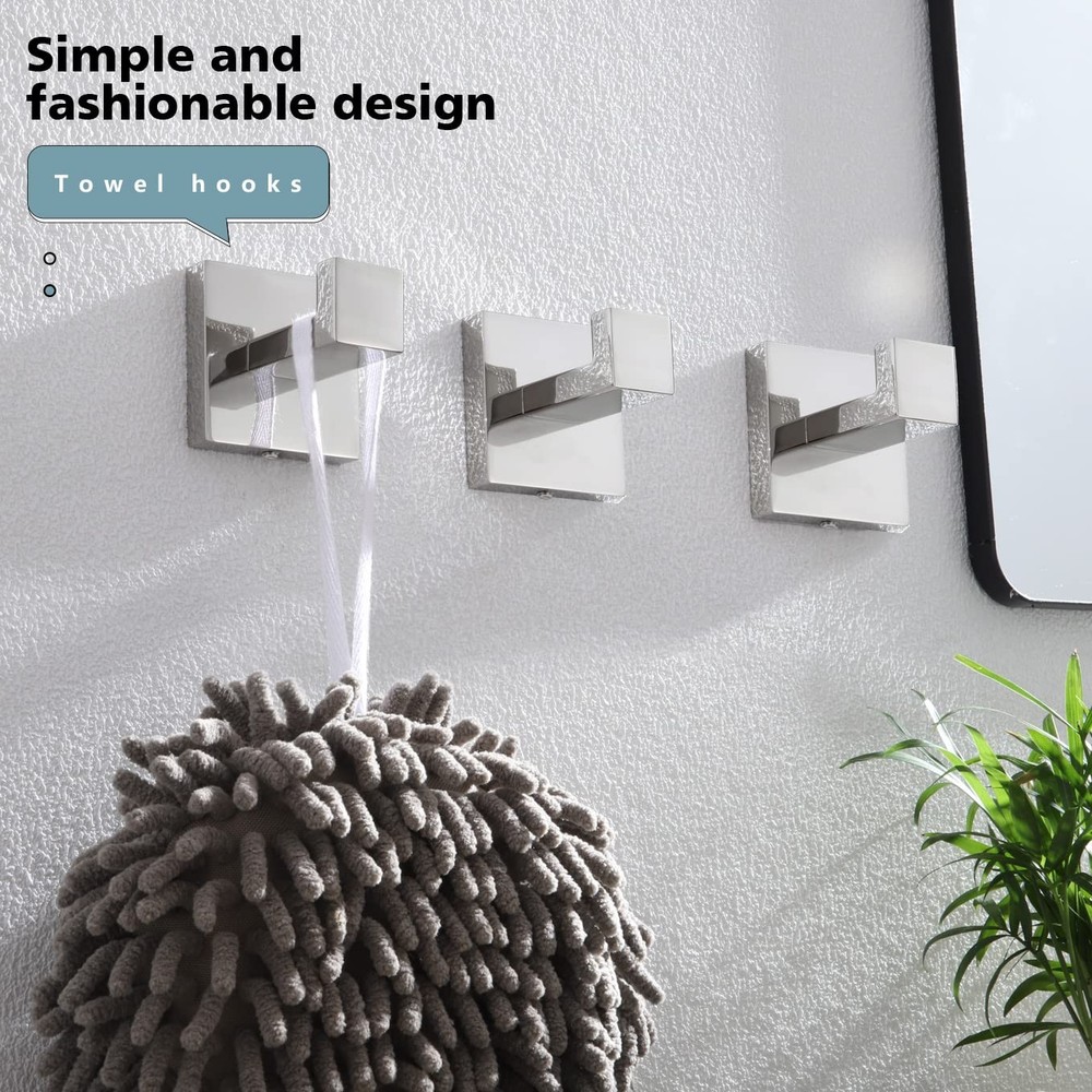 Bathoom Towel Hook Wall Mount Square Bath Robe Hook Coat Hook Kitchen Garage Hea