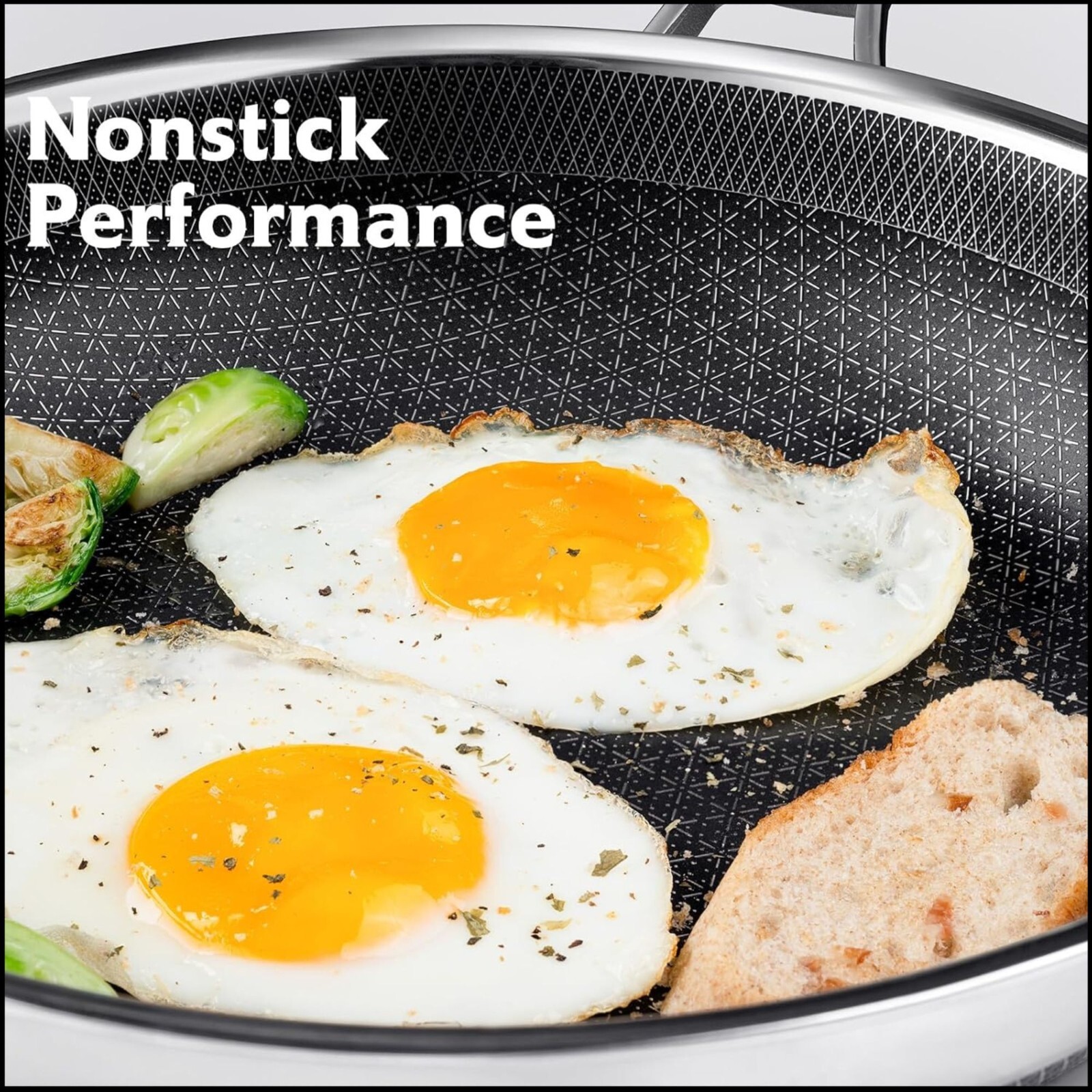 Snowclad Frying Pan Hybrid Non Stick Stainless Steel Skillet Induction Oven, 10"