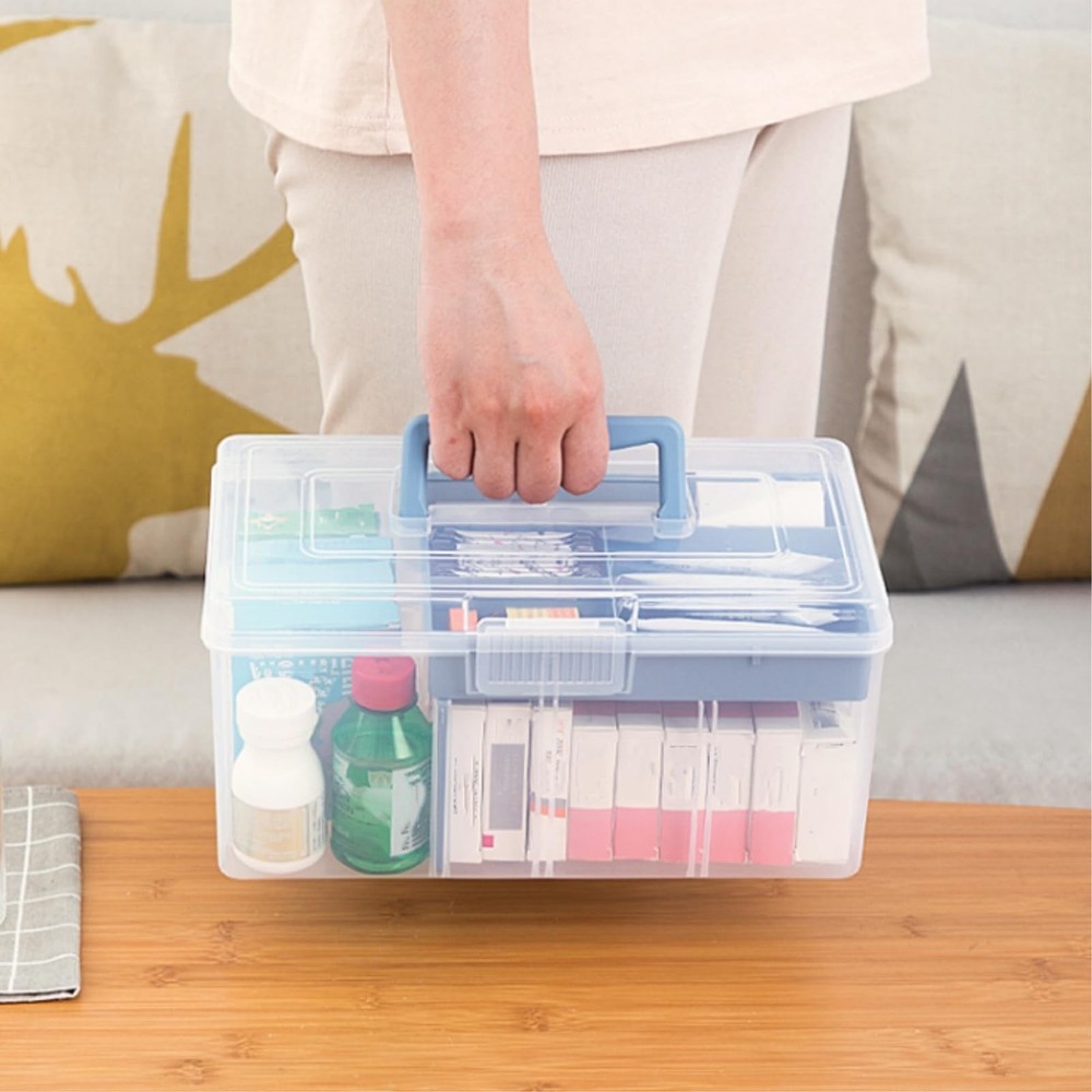 2 Pack Plastic Dividing Storage , 2 Layer Multipurpose Craft Organizer and St...
