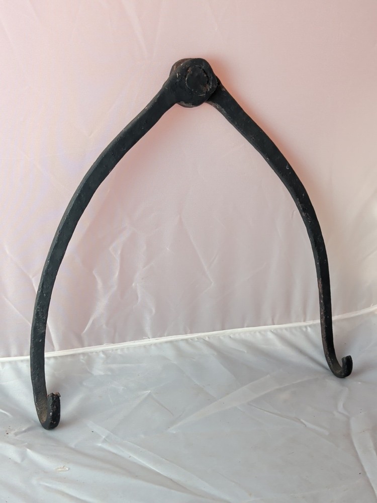 Antique Wrought iron Hook, Blacksmith primitive Hanging Adjustable double hook