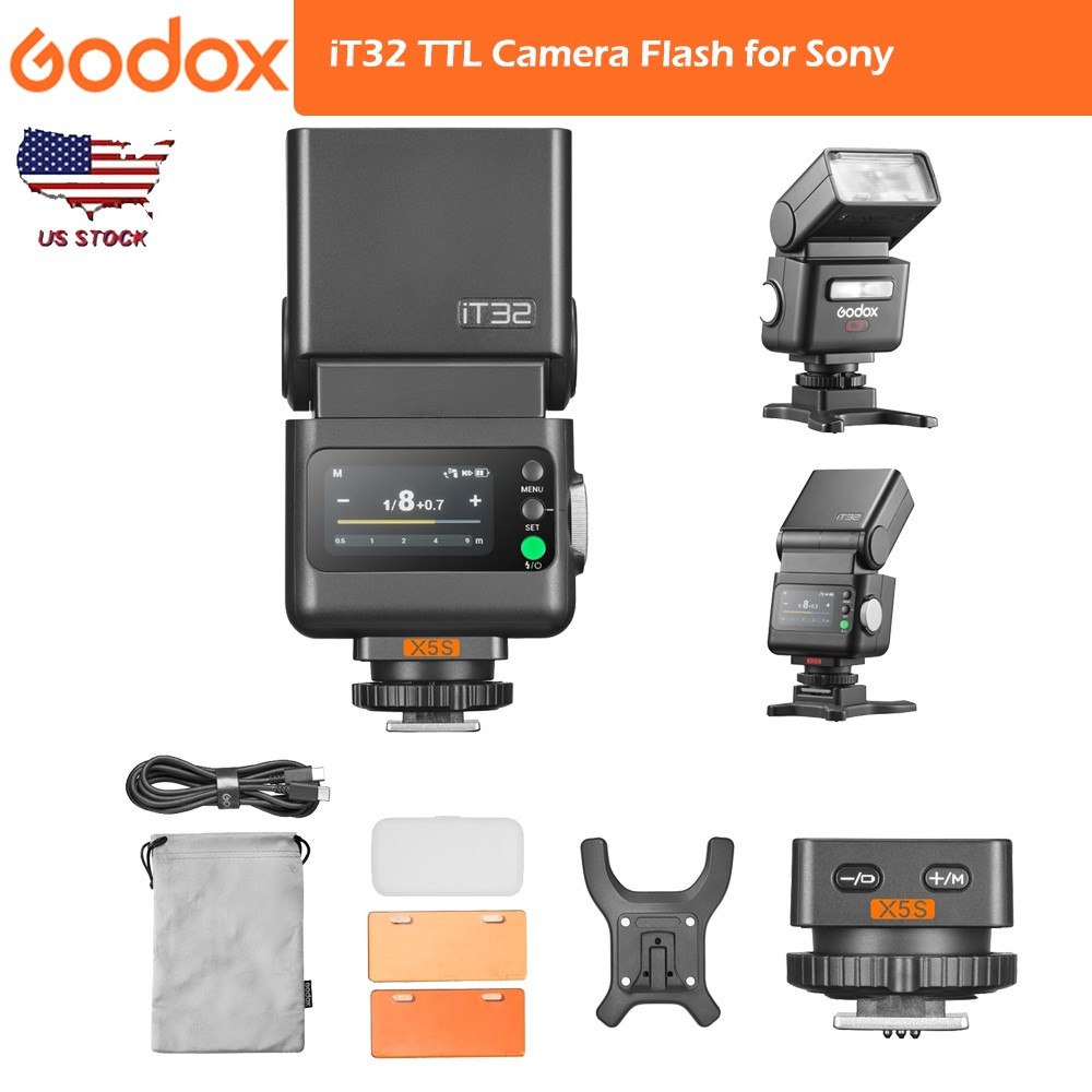 Godox iT32 TTL Camera Flash for Sony + X5S Flash Trigger Magnetic Hot Shoe