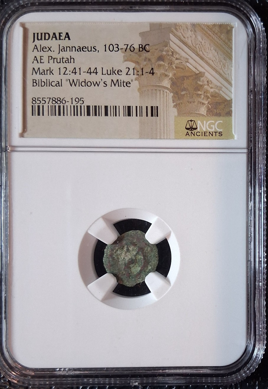 Widows Mite NGC Certified Judean Prutah 103-76 BC Alexander Jannaeus