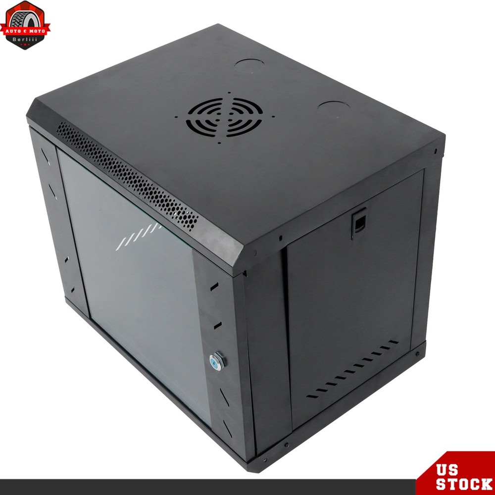 9U Network Server Cabinet Rack Wall Mount 15.5'' Deep Door Lock High Security