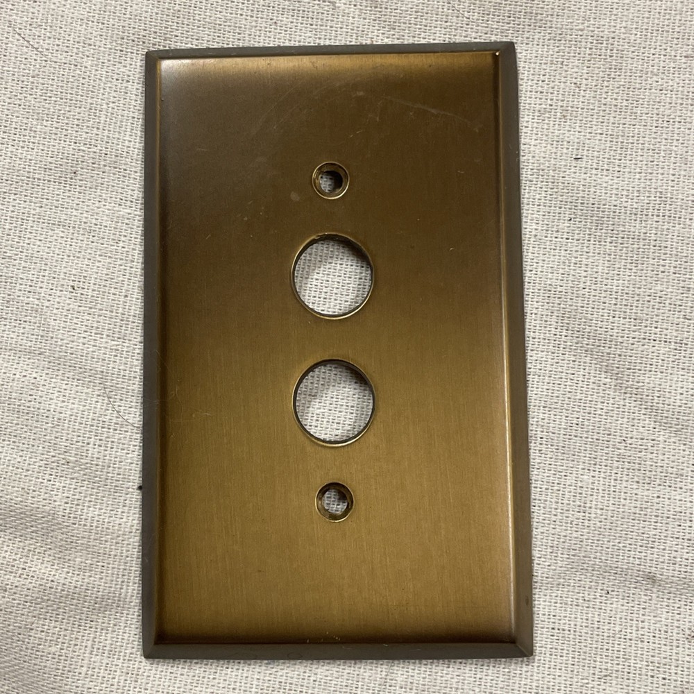 Push Button Single Light Switch Cover Plate Solid Heavy Brass Vintage 4.5 x 2.75