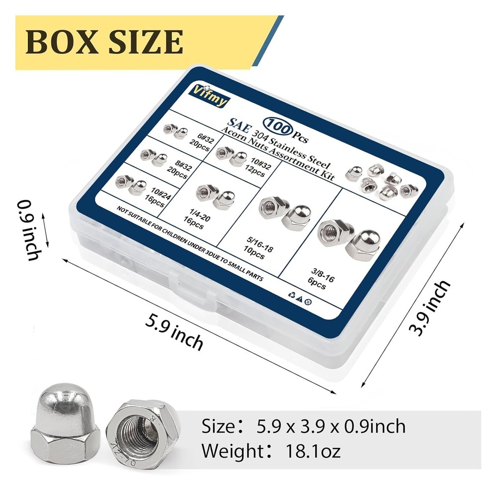 Stainless Steel Acorn Cap Nuts Kit