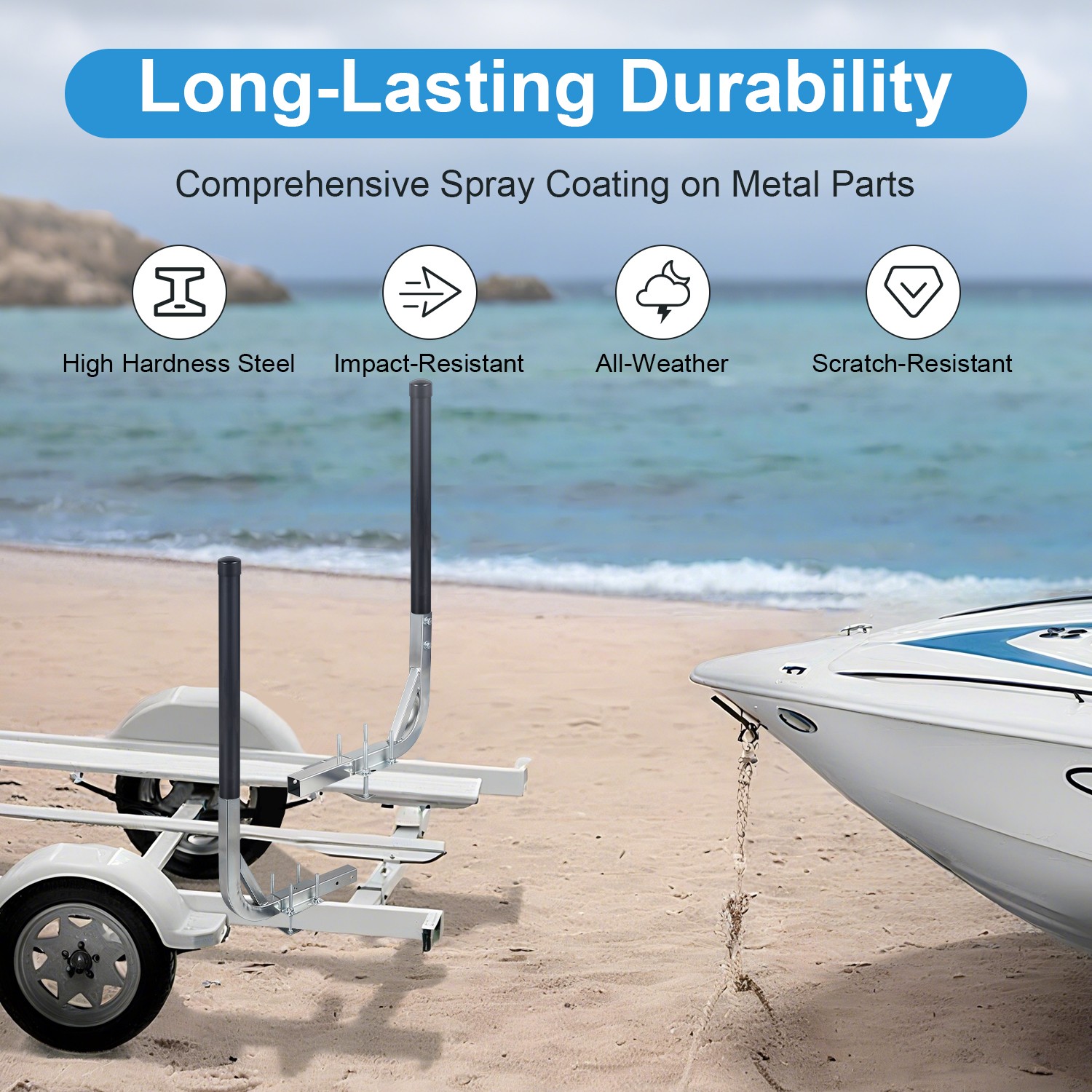 Black Boat Trailer Guide 31"-48" Adjustable , Boat Trailer Guides Poles Kits