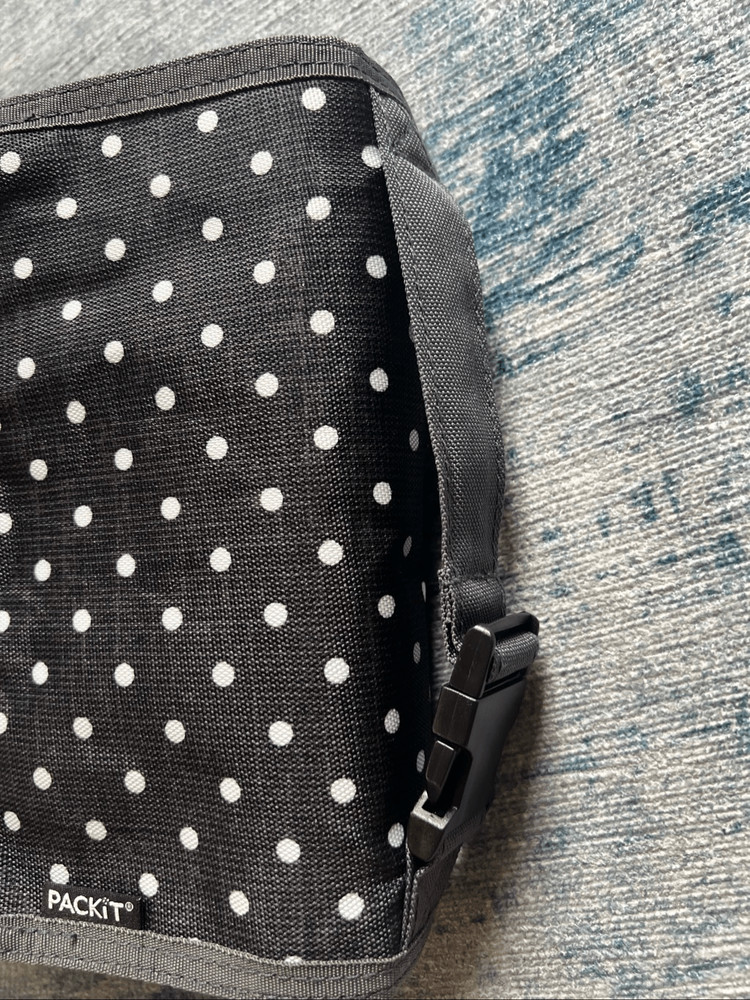 Packit Gray White Polka Dot Freezable Lunch Bag