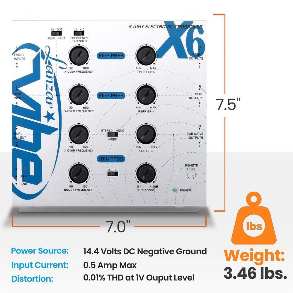 New VIBEX6 Vibe 3 Way Electronic Crossover Network w/Remote Subwoofer Control