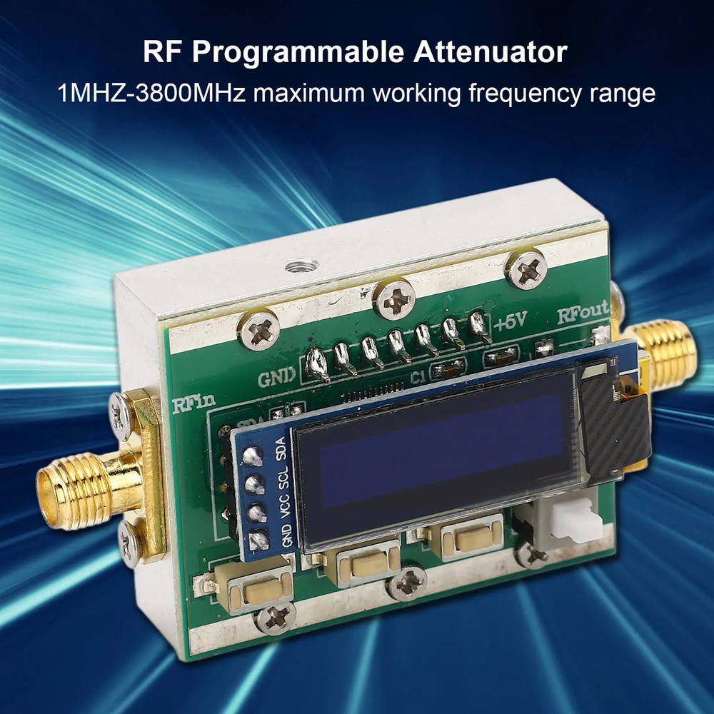 RF Programmable Attenuator 1‑3800MHz Module 0‑31dB adjustable 1dB Step Back