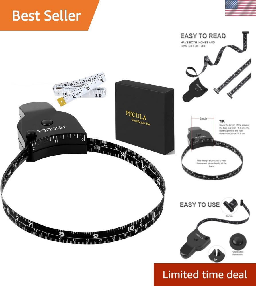 Black Body Measuring Tape 60 Inch - Push Button Retract for Precision