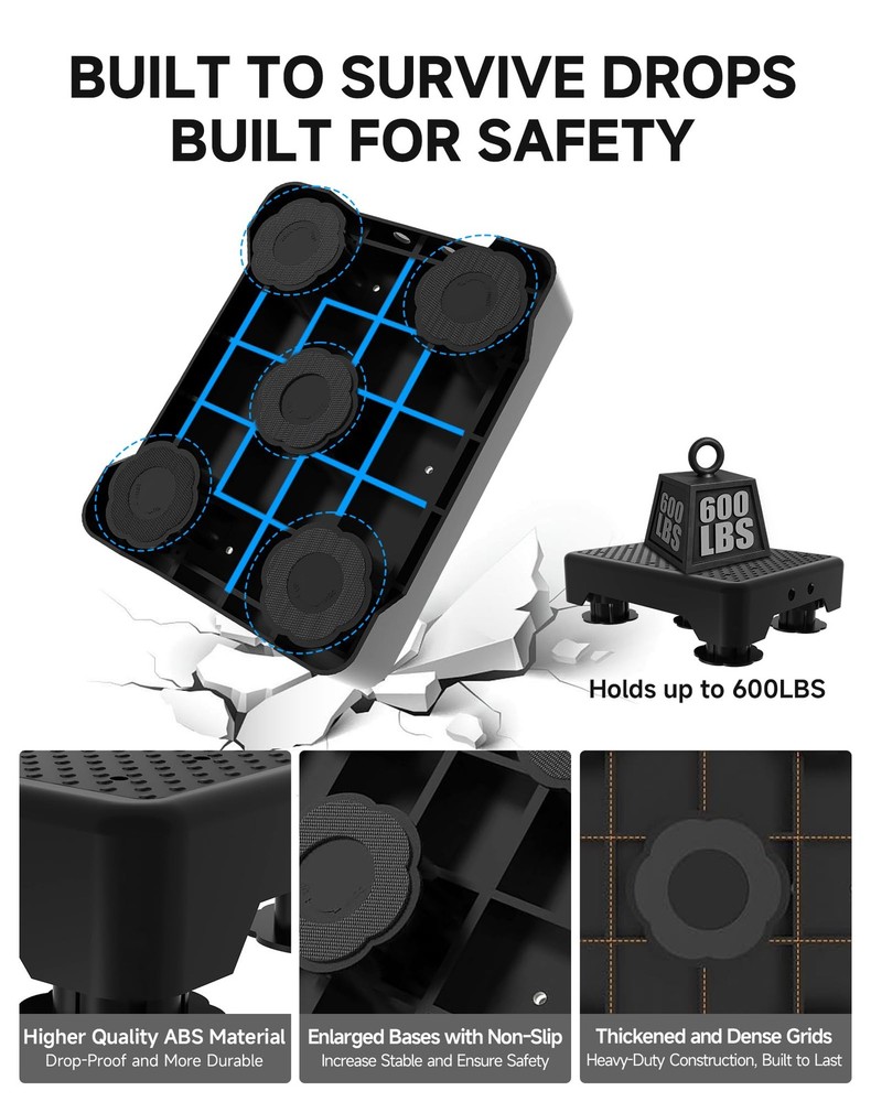 Adjustable Step Stool for Adults, Bed Step Stools, 600 LBS Capacity Safety Wi...