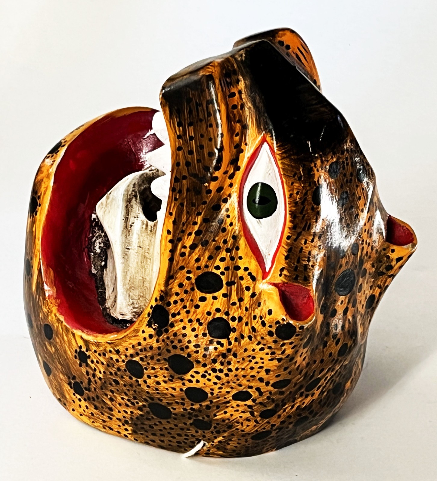 JUAN & FELIPE HORTA TOCUARO MICHOACAN WOOD MASK MEXICAN FOLK ART TIGRE SKULL