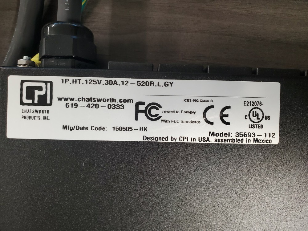 CPI 35693-112 BASIC HORIZONTAL RACK MOUNT PDU 30A