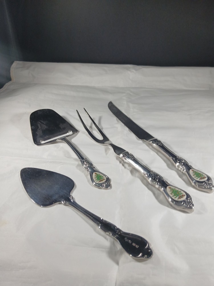 Spode Christmas Tree Serving Utensil Set 4  Piece Fork.knife.grader.cake Server