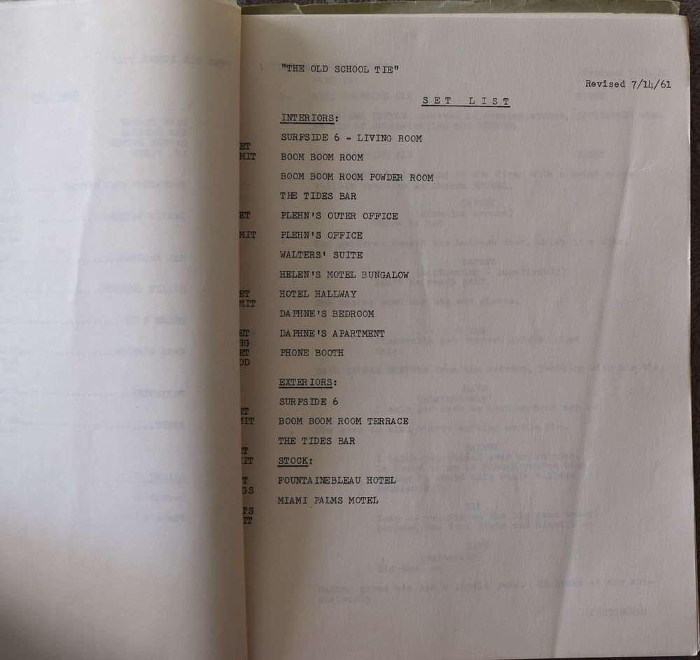 1961 SurfSide 6 (The Old School Tie) Original Final Script