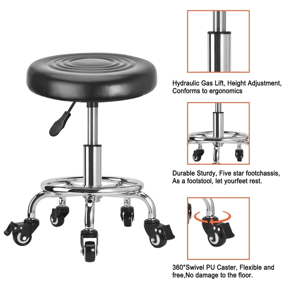 Low Height Rolling Stool Height Adjustable Low Roller Seat, Swivel Small Chai...