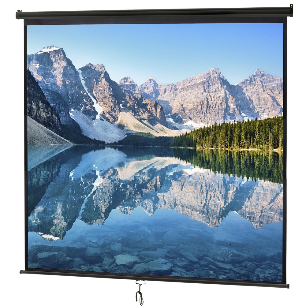 120" HD 1:1 Projector Screen 84" X 84" Manual Ceiling/Wall Mount Pull Down Black