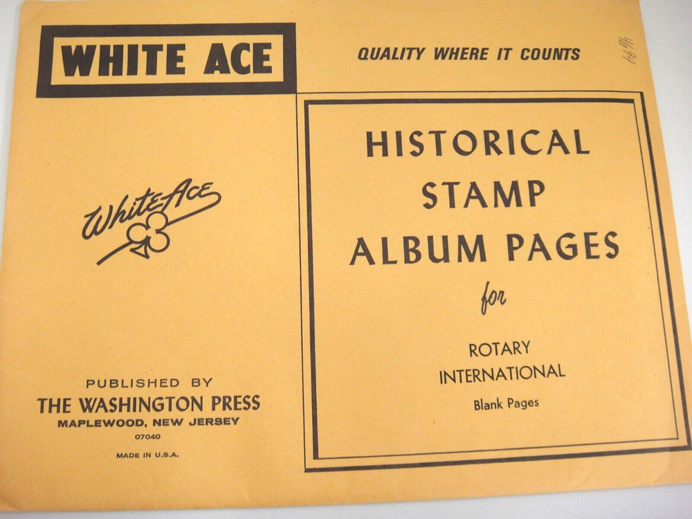 White Ace Rotary International 10 Blank Border Pages NOS