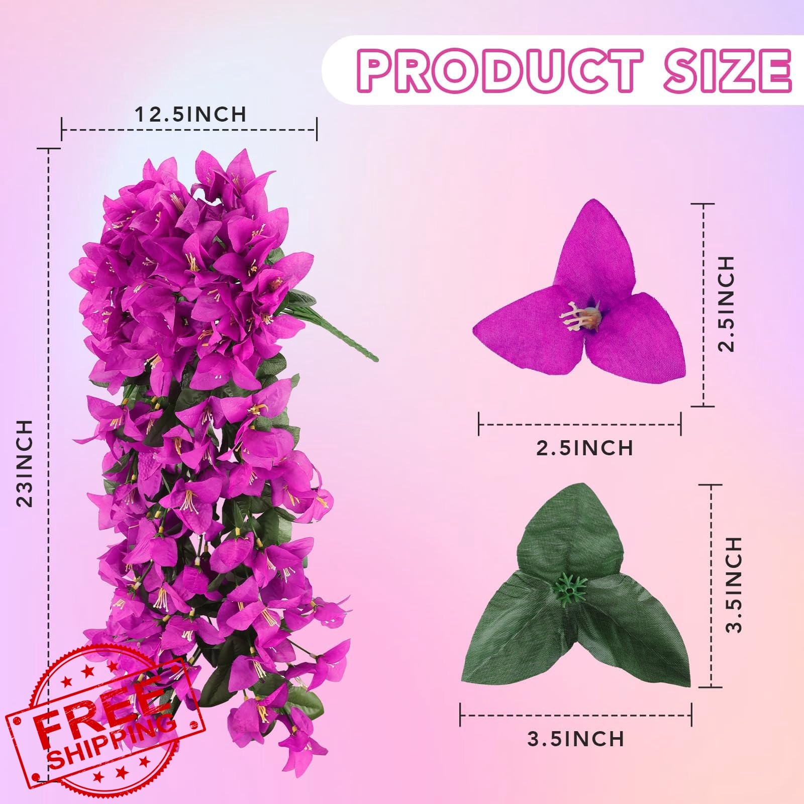 Alotiki 12pc Fuchsia Faux Bougainvillea Flowers UV Resistant Outdoor
