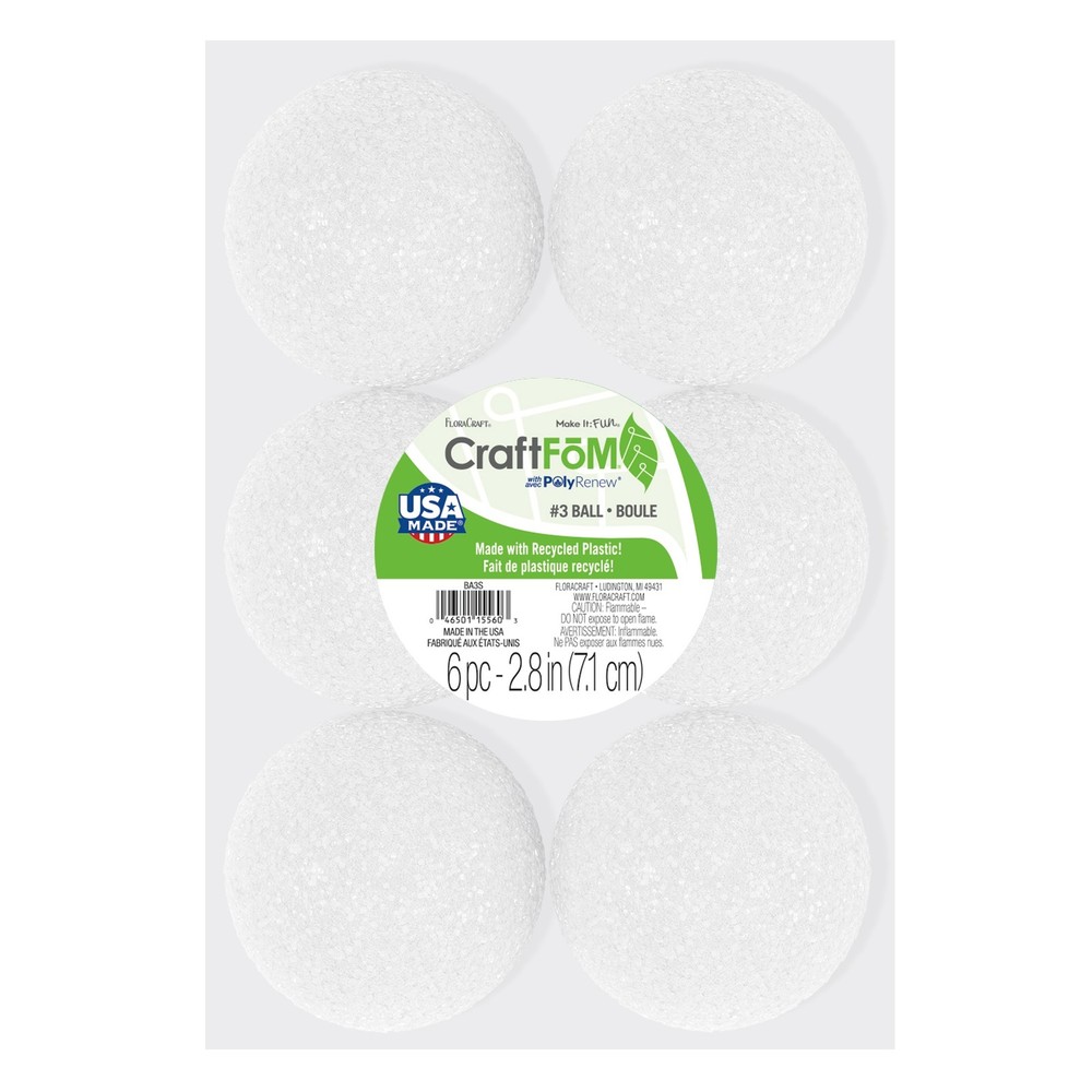 FloraCraft CraftFoM Ball 6/Pkg-2.8"