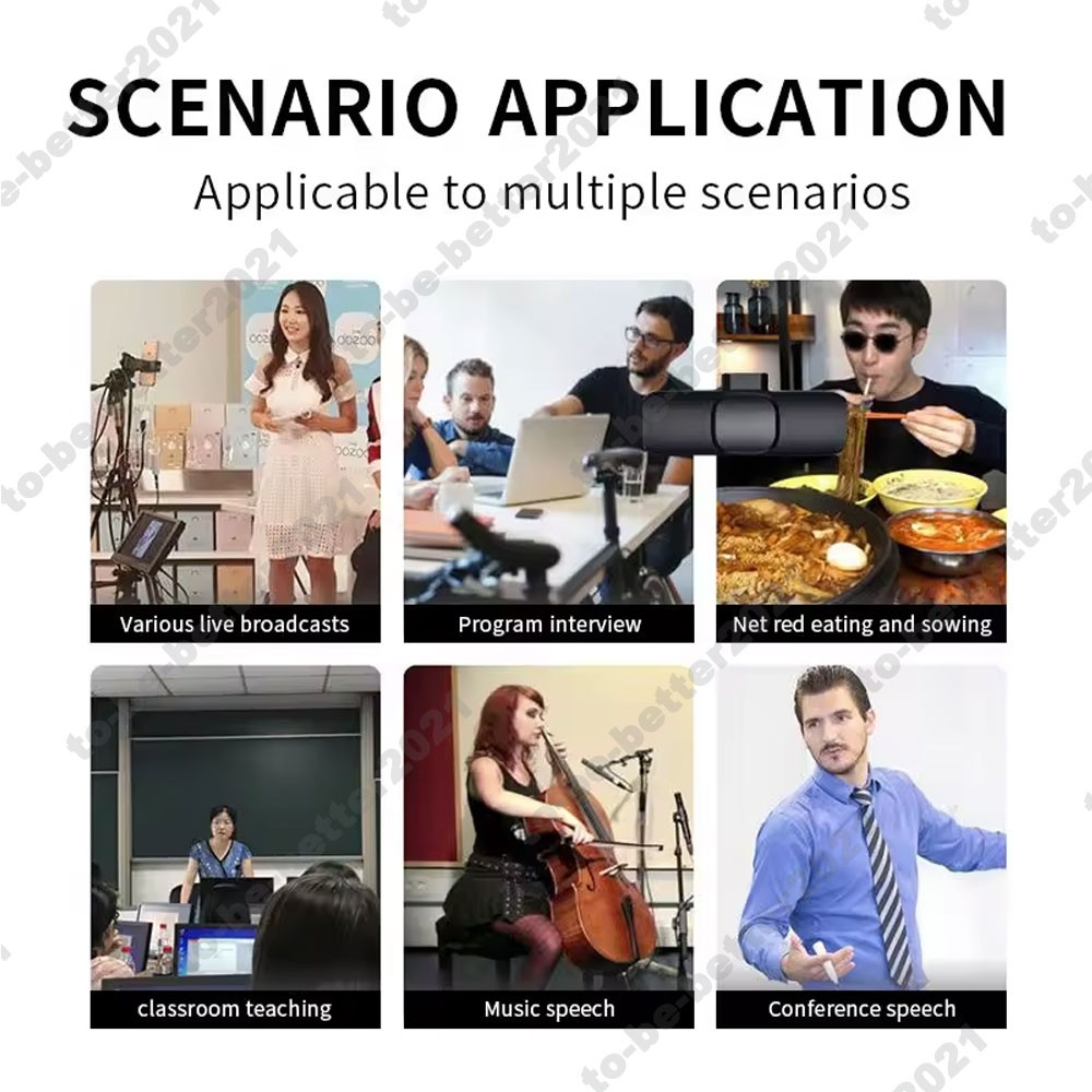 Wireless Lavalier Microphone Vlog Live Stream Mic For Phone Android iPhone ipad