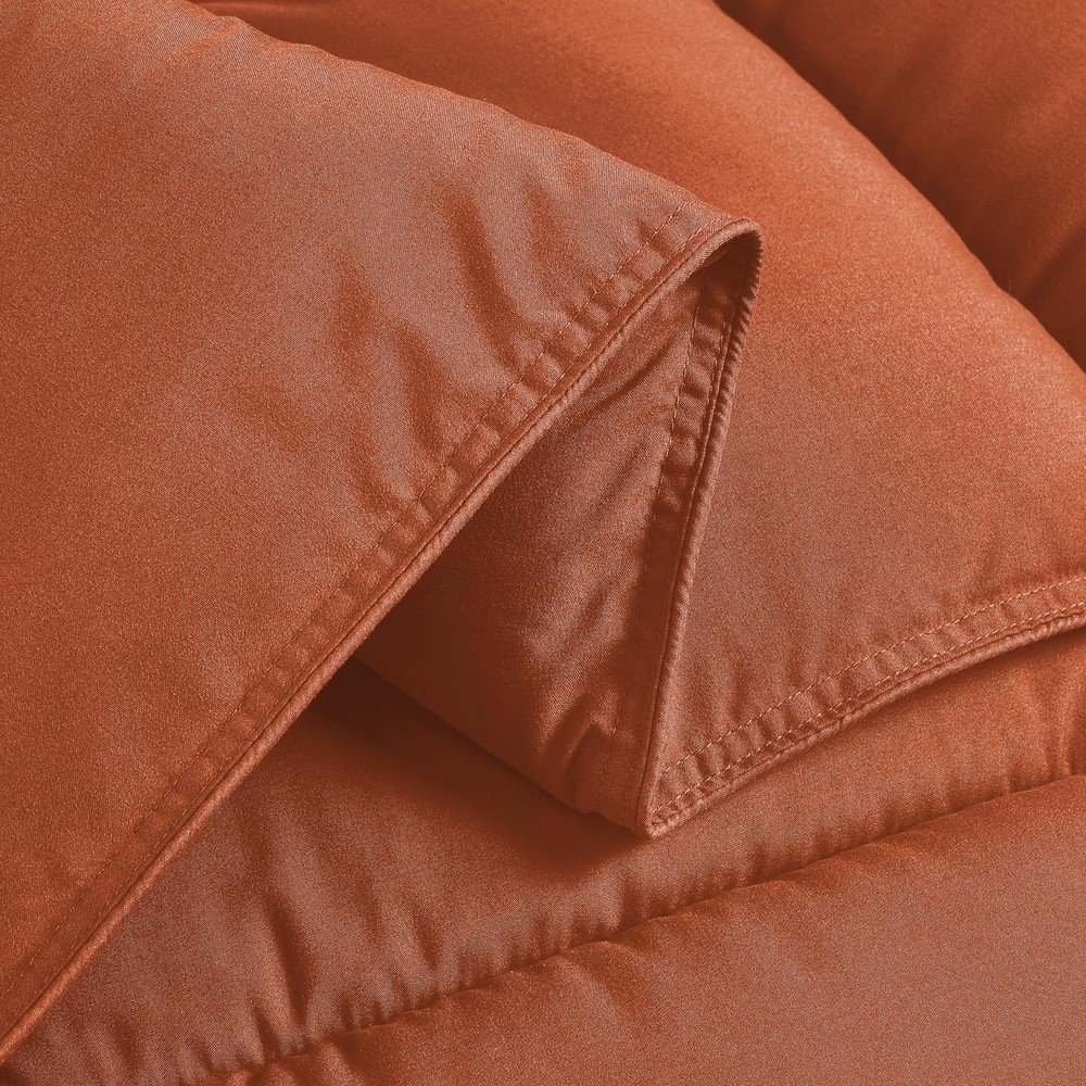 Rust Orange Down Alternative Comforter Oversized King - 3-Piece Lightweight Comf