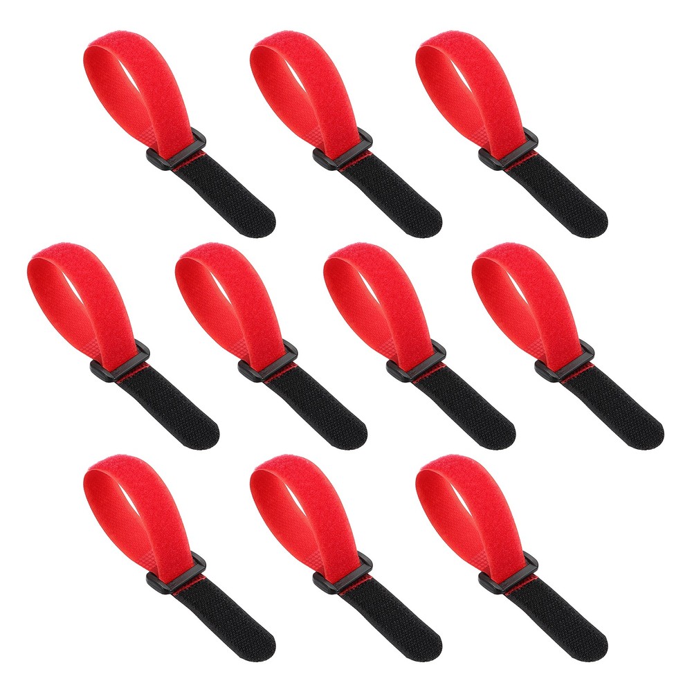 10pcs Reusable Cinch Straps 0.8"x8" Hook and Loop Cable Securing Straps, Red