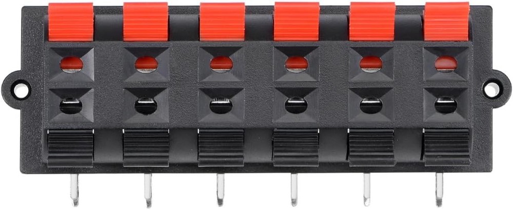 uxcell 5pcs 12 Way Jack Socket Spring Push Release WP12-03(5Pcs), Red, Black