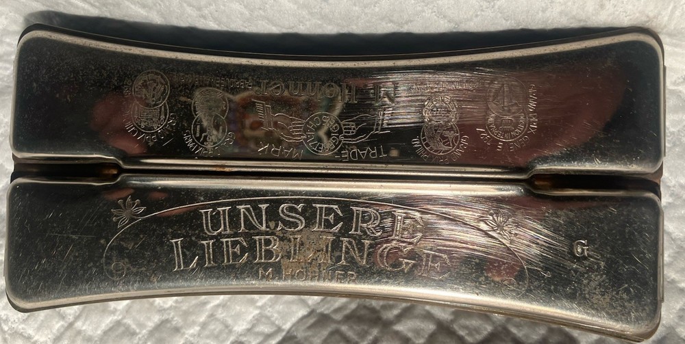 Antique Double M Hohnerharmonica Keys C & G