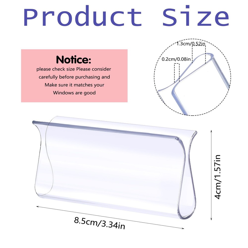 4 Pack Clear Plastic Window Shade Pulls – Transparent Roller Shade Hem Bar Ha...