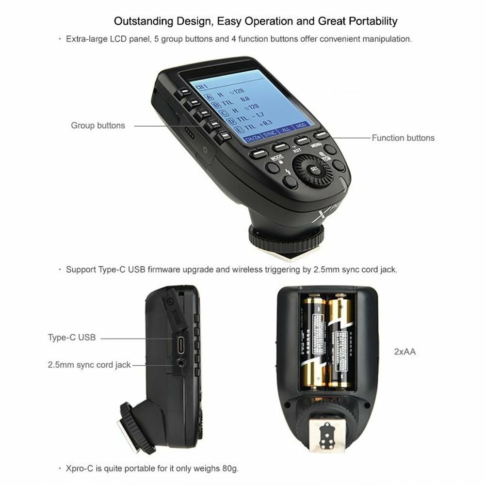 Godox XPro-C TTL Wireless Flash Trigger Compatible for Canon EOS Cameras