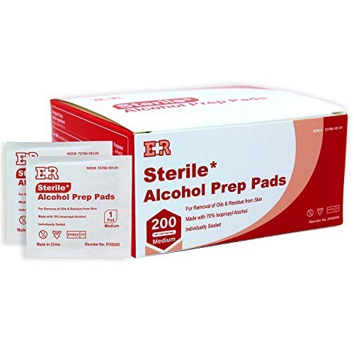 Ever Ready First Aid Alcohol Prep Pads Individually Wrapped Swabs - 200 Pads