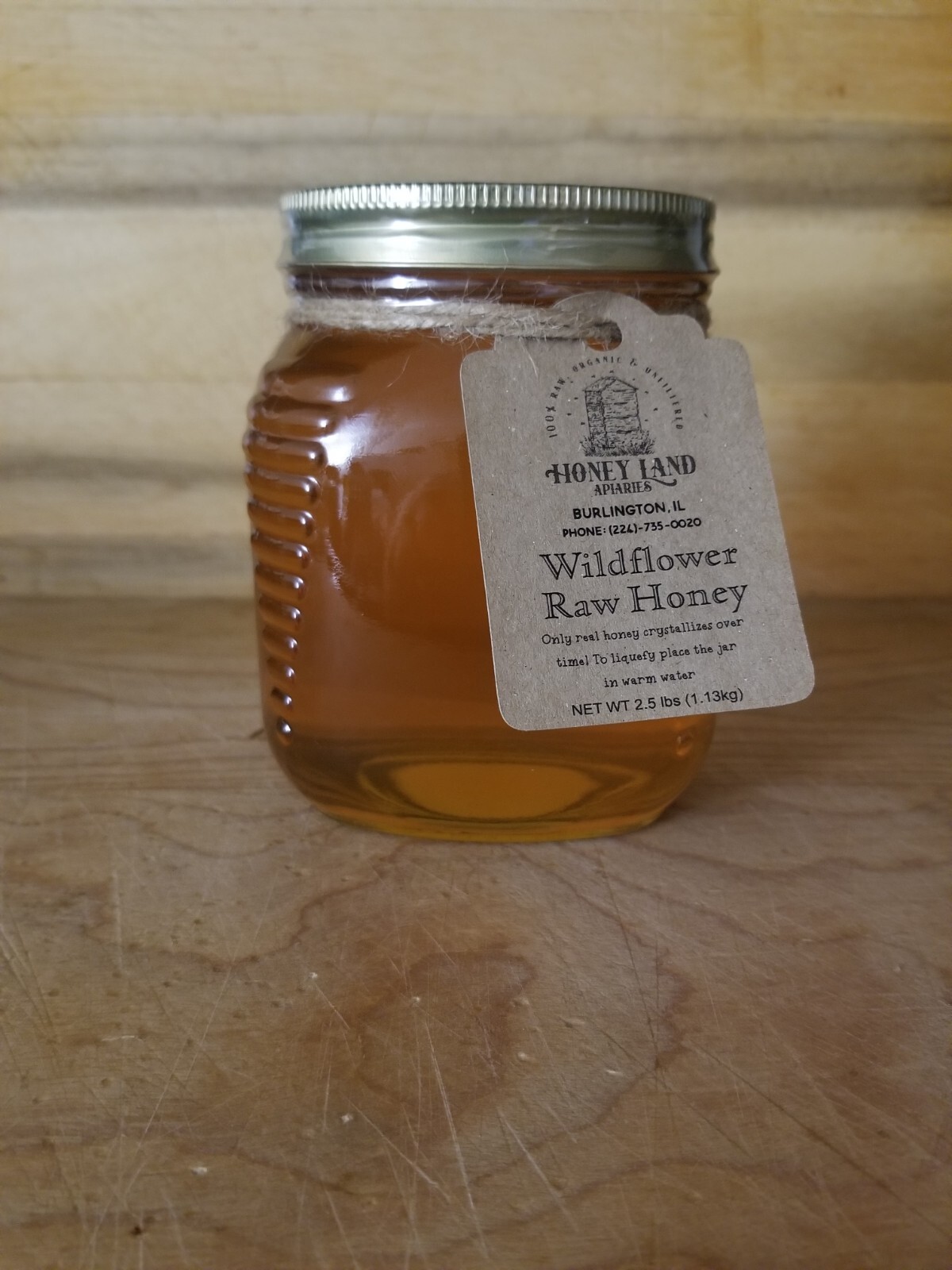 Raw Honey 2.5 lb (1.13kg) - 100% Raw, Wildflower, Local Organic, Unfiltered